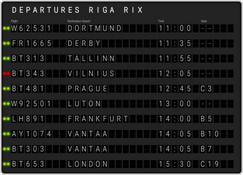 riga departures